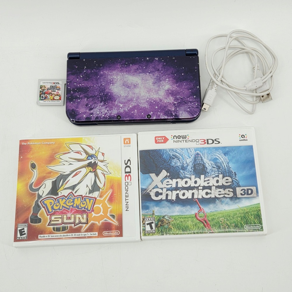 New Nintendo Galaxy 3DS XL Handeheld Red-001 w/ Charger & Games Bundle Tested